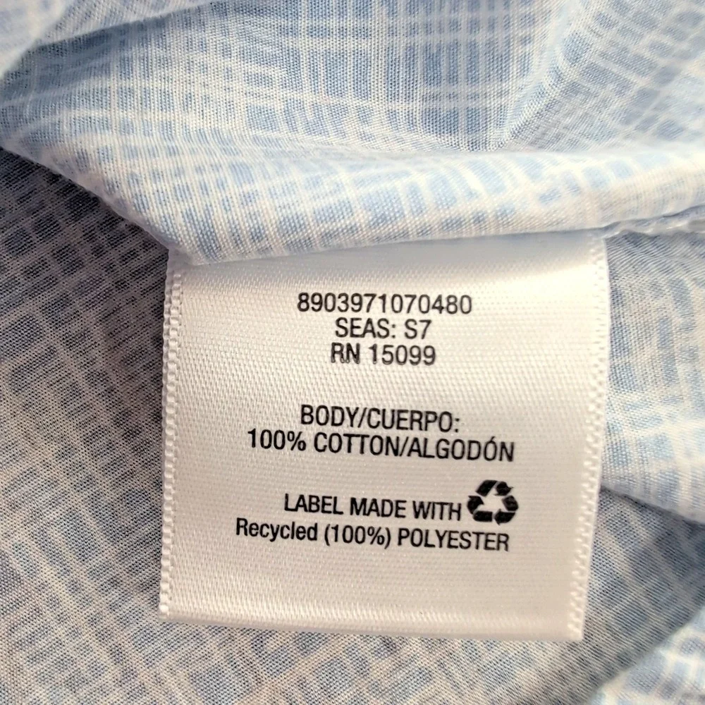 Structure Preppy Shirt Men's Size XL Blue Slim Fit Short Sleeve Button Up Pocket